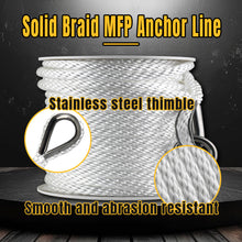 Robbor Solid Braid MFP Anchor Rope with Stainless Steel Thimble & Shackle 3/8 Inch 150FT