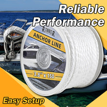 Robbor Solid Braid MFP Anchor Rope with Stainless Steel Thimble & Shackle 3/8 Inch 150FT