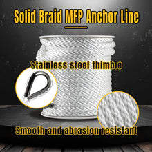 Robbor Solid Braid MFP Anchor Rope with Stainless Steel Thimble & Shackle 3/8 Inch 100FT