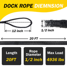 1/2" x 20' Double Braided Nylon Boat Dock Lines Pre-Spliced with a 12" Loop