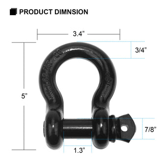 Robbor Shackles 3/4"D Ring Shackle 57,000Ibs BS with 7/8" Screw Pin and Shackle Isolator & Washers